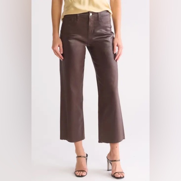 L’AGENCEWanda High Rise Wide Leg Cocoa Coated Jeans Size 25 NEW